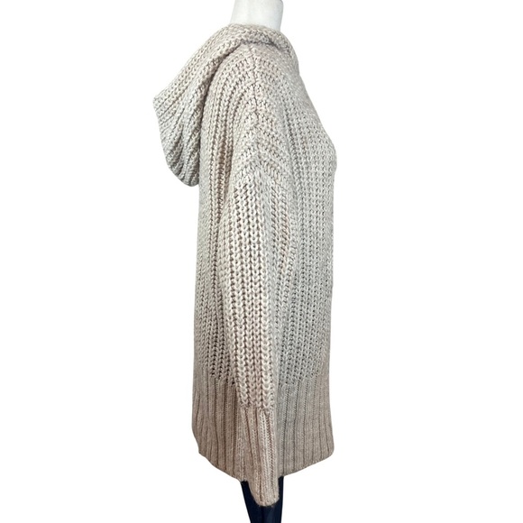 H&M Alpaca Wool Blend Chunky Knit Hooded Tunic Pullover Sweater Beige Medium - Picture 4 of 15